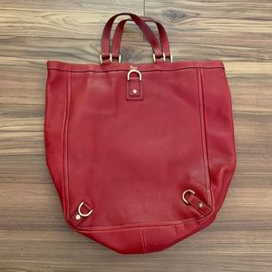 Gucci Abbey D-Ring Leather Tote Bag Handbag Vintage Red with Dust Bag Rare Find!